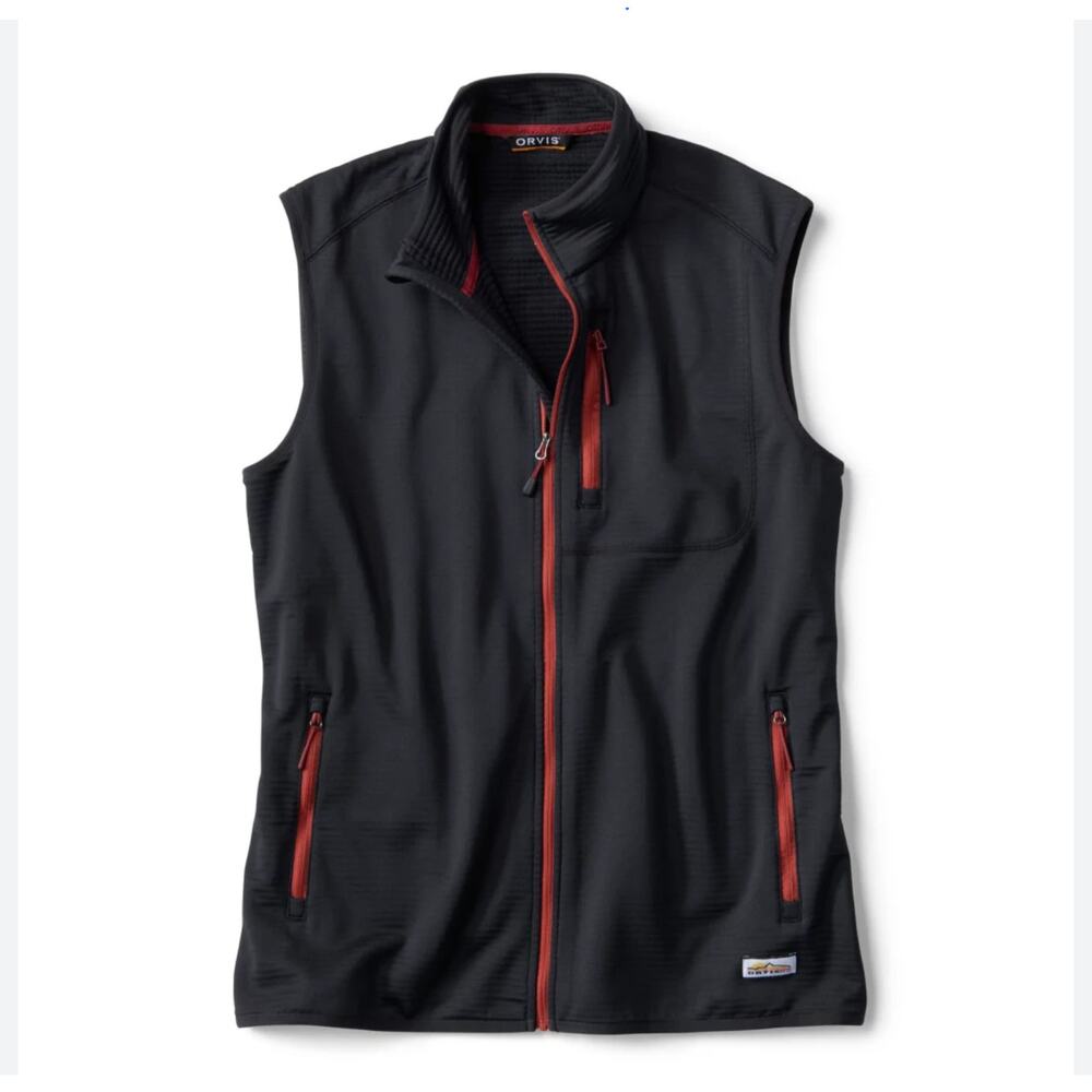 orivis fleece lined black vest outdoor gorpcore full zip‎ mens size large